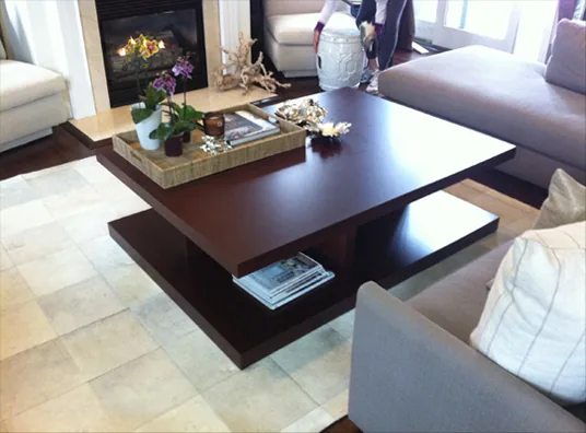 Custom Alancraft table in a sunlit living room